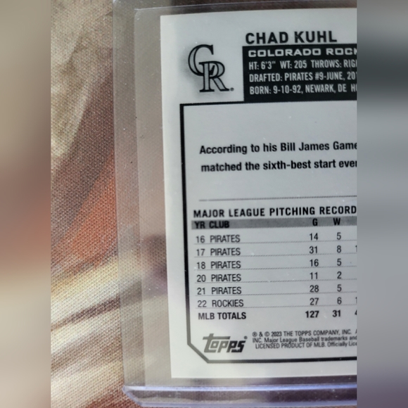 2023 topps series 2 Chad Kuhl /25 - Picture 5 of 5